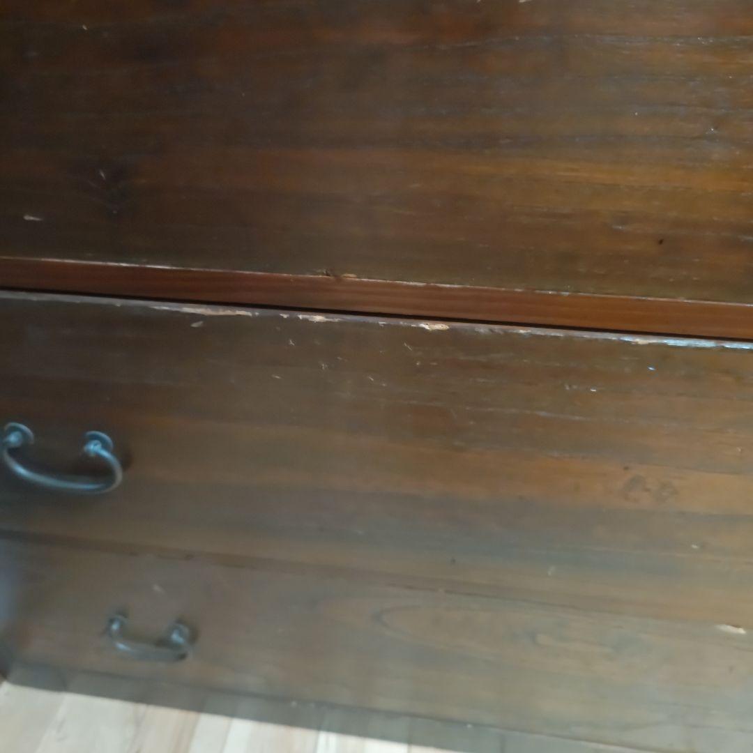 明治時代の木製箪笥 5段 ダークブラウン