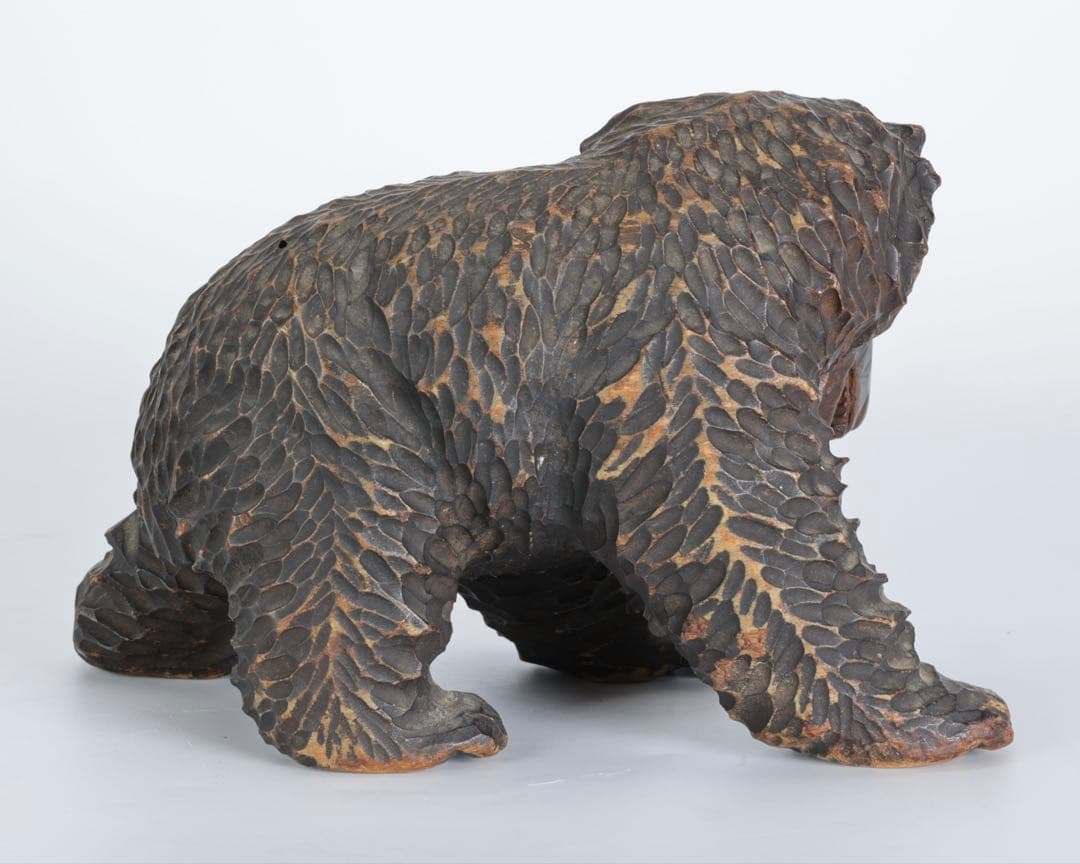 時代 木彫熊 八雲 ガラス目 無銘 北海道 熊 クマ 置物 彫刻 民芸品 古美術