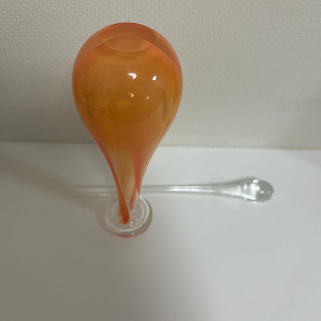 作家　ガラス作家　オレンジグラデーション 香水ボトル　吹きガラス