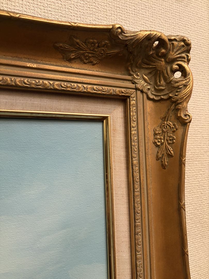 油彩画 F20号 アンティーク 山水風景画 額装