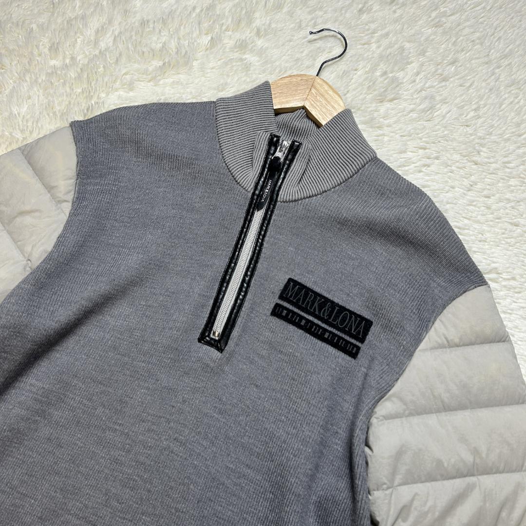 美品✨マークアンドロナ コンビネーションプルオーバー ダウン ハーフジップニット