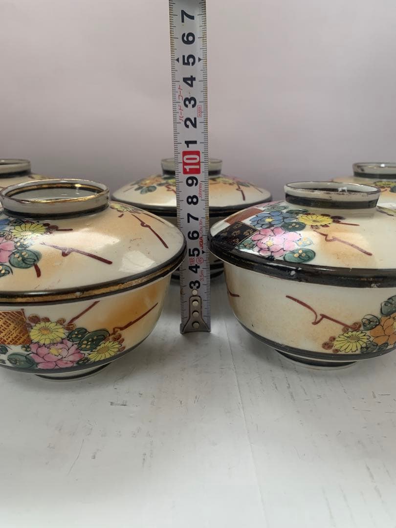 九谷焼　蓋物碗　五客　送料込み