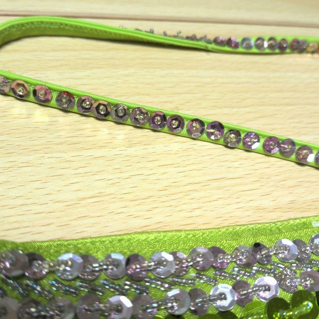 美品　ベリーダンス衣装　セットアップ　ブラベルト　ライトグリーン　オリエンタル