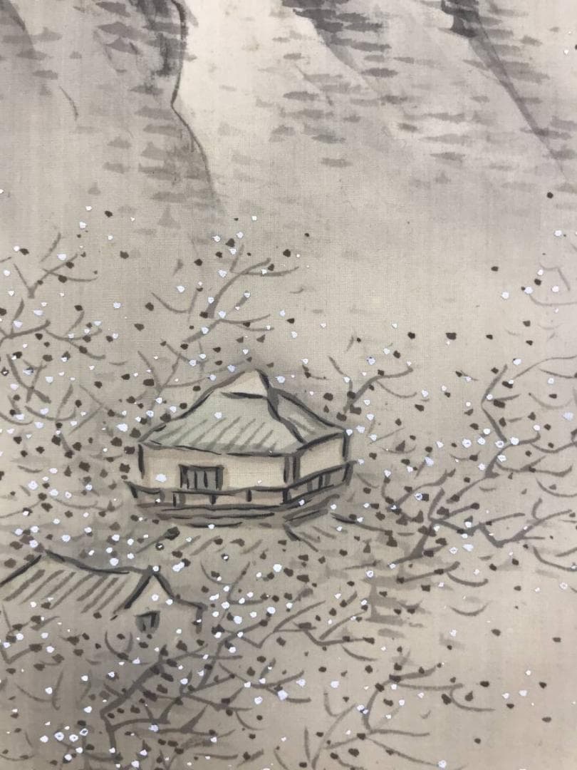 【真作】土居竹塘/渓山観梅図/山水図/梅花山水図/掛軸/名家伝来/AD-886