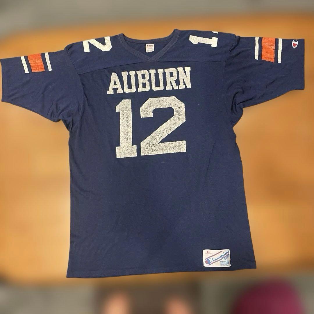 80s Champion フットボールT シャツ　トリコタグ　紺色　ＸＬ