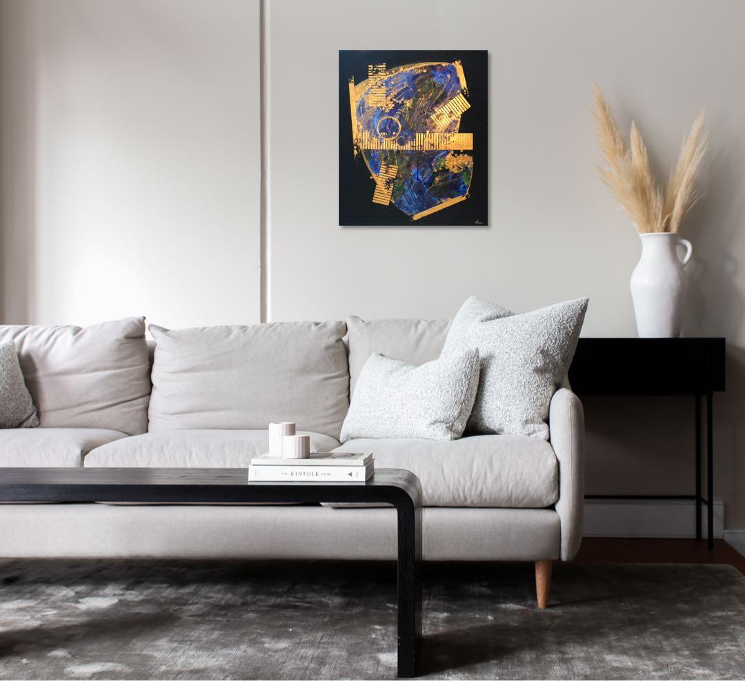 絵画　油絵　原画　抽象画　現代アート　ゴールド　モダン　インテリア　F10