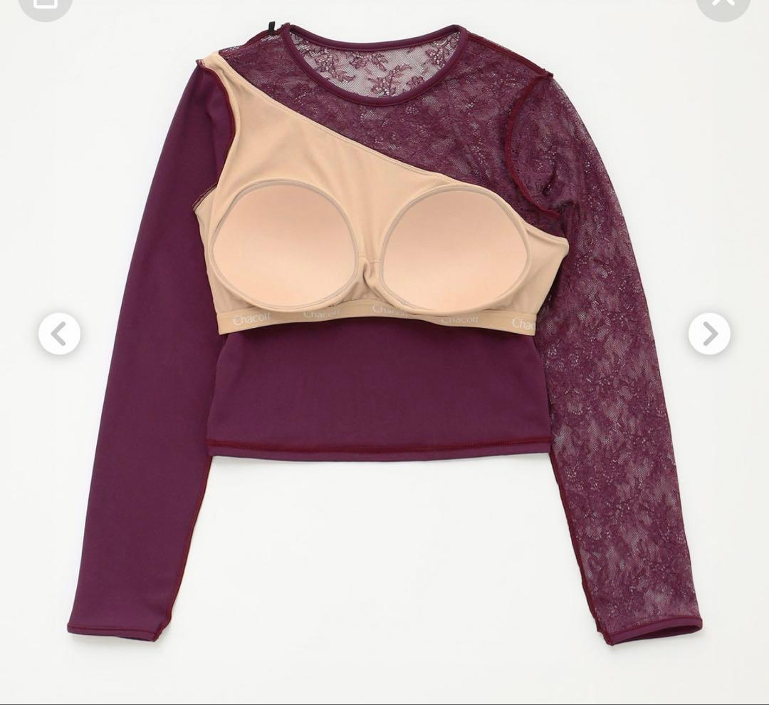 黒　チャコット　新品　レースコンビ　トップス　L バレエ　ヨガ