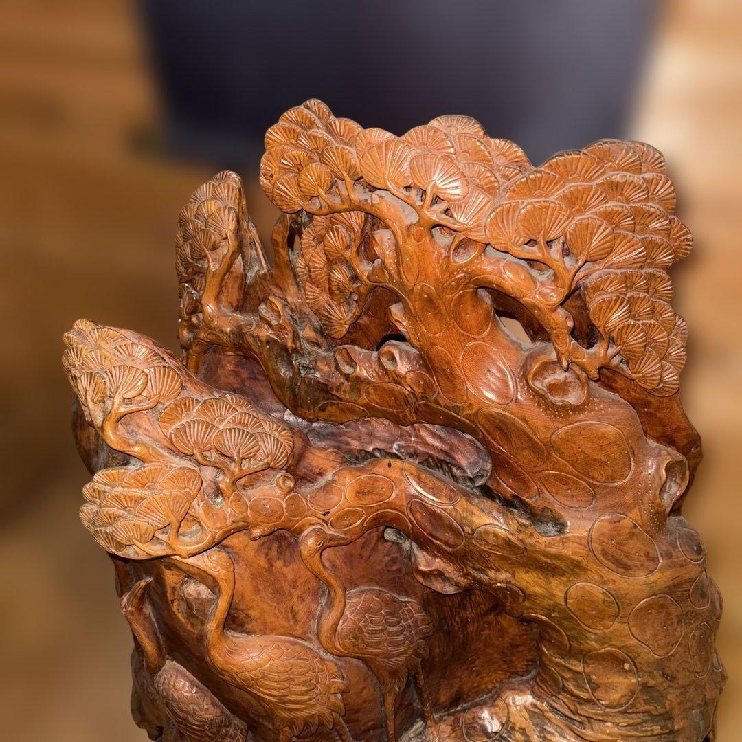 かなりレアな木製彫刻 鳥と植物のデザイン インテリア
