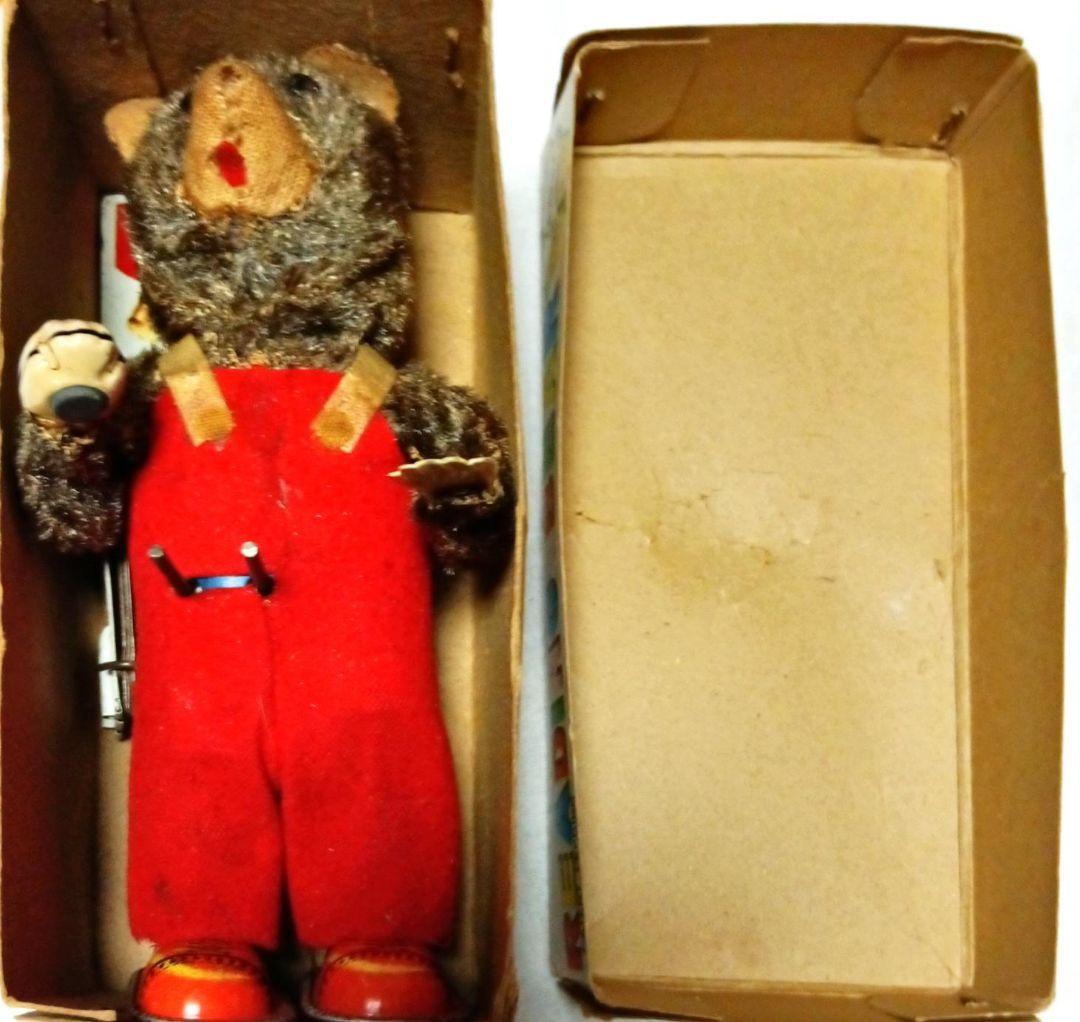 昭和 の ブリキ玩具 「リーディングベア」絵本を読むクマ ゼンマイ動力