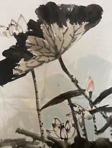 水墨画 蓮の花