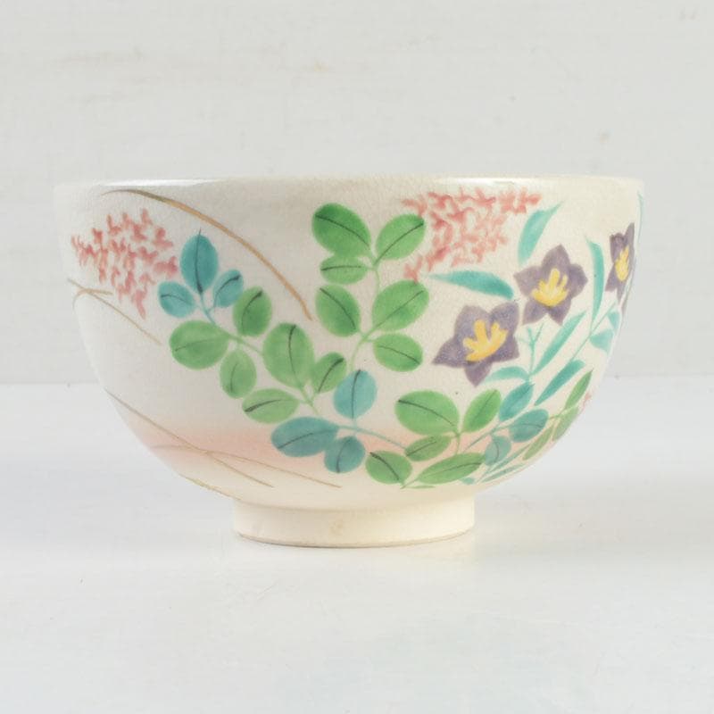 茶道具　白井半七造　色絵　秋草絵　茶碗　銘「涼風」　即中斎極め箱　M　9726