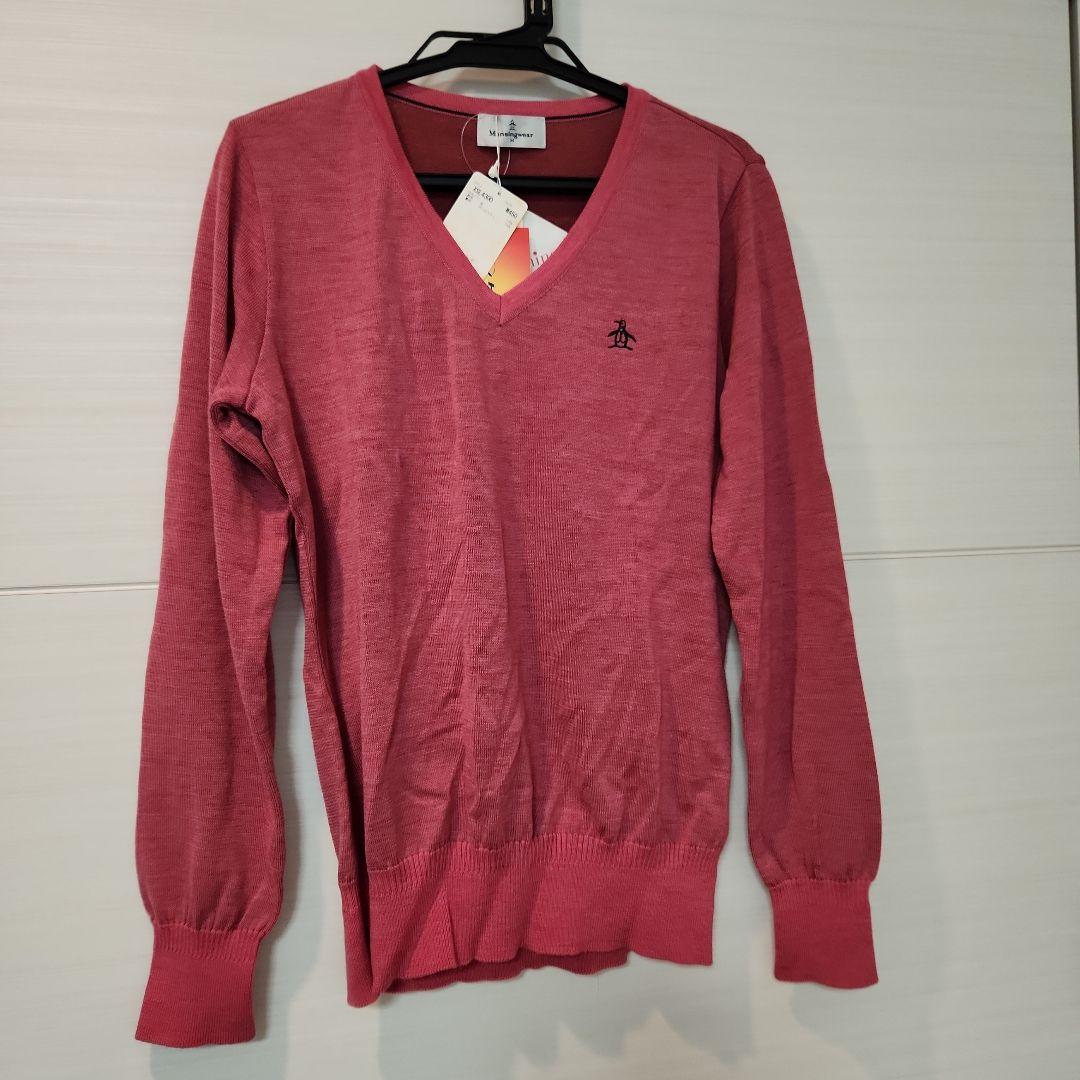 【新品未使用・タグ付】マンシングウェア／ピンク Vネックセーター レディース38