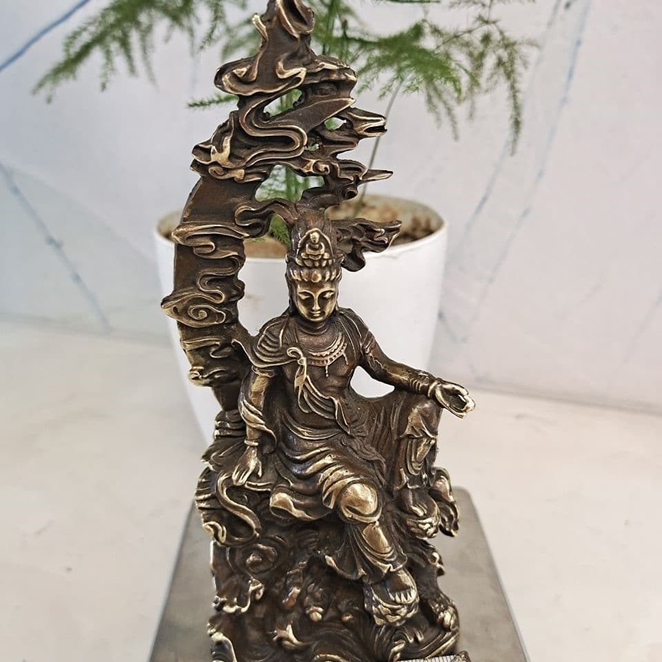 仏教美術 仏像 水月観音 小仏像 銅製 銅器