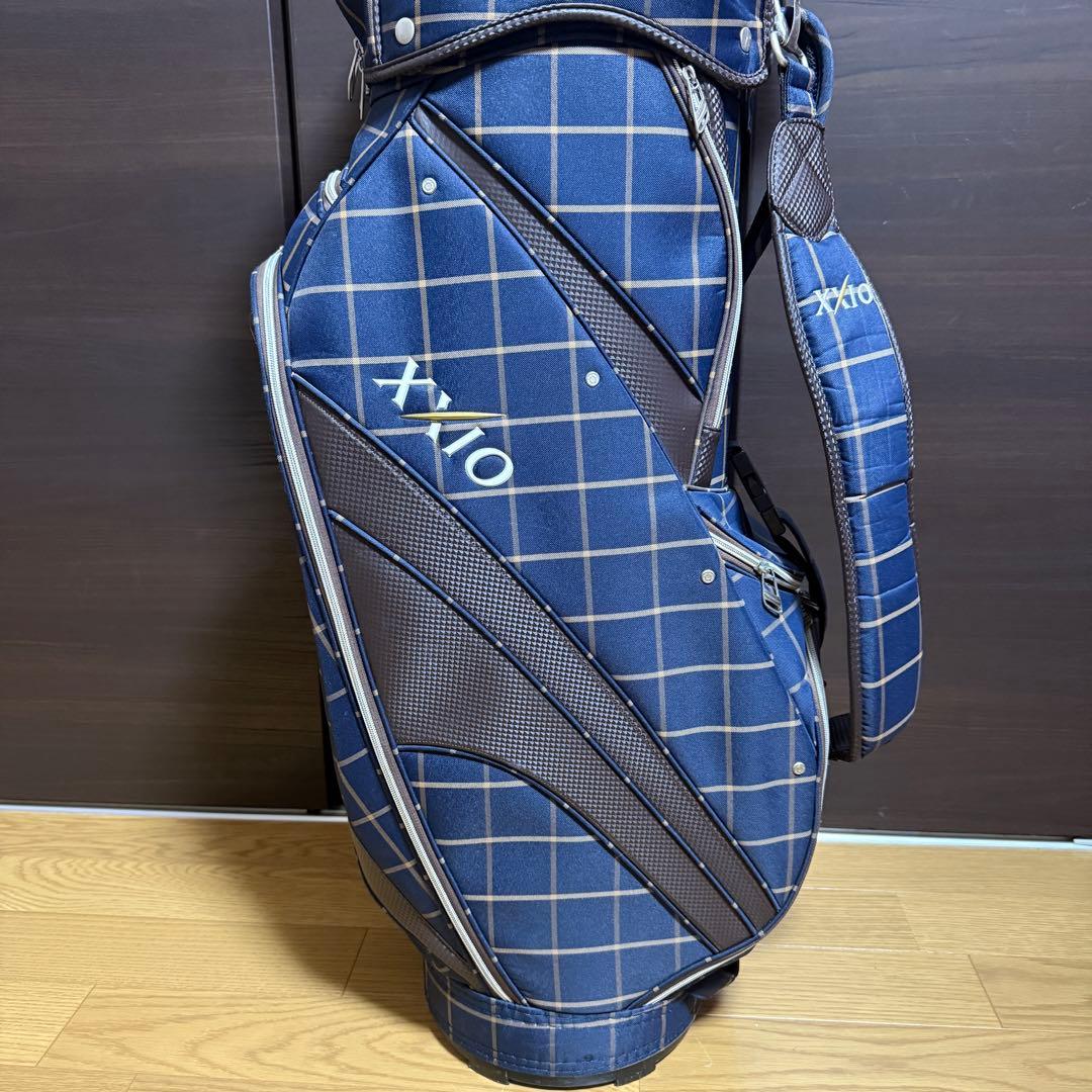 XXIO キャディバッグ ゴルフバッグ ネイビー チェック柄