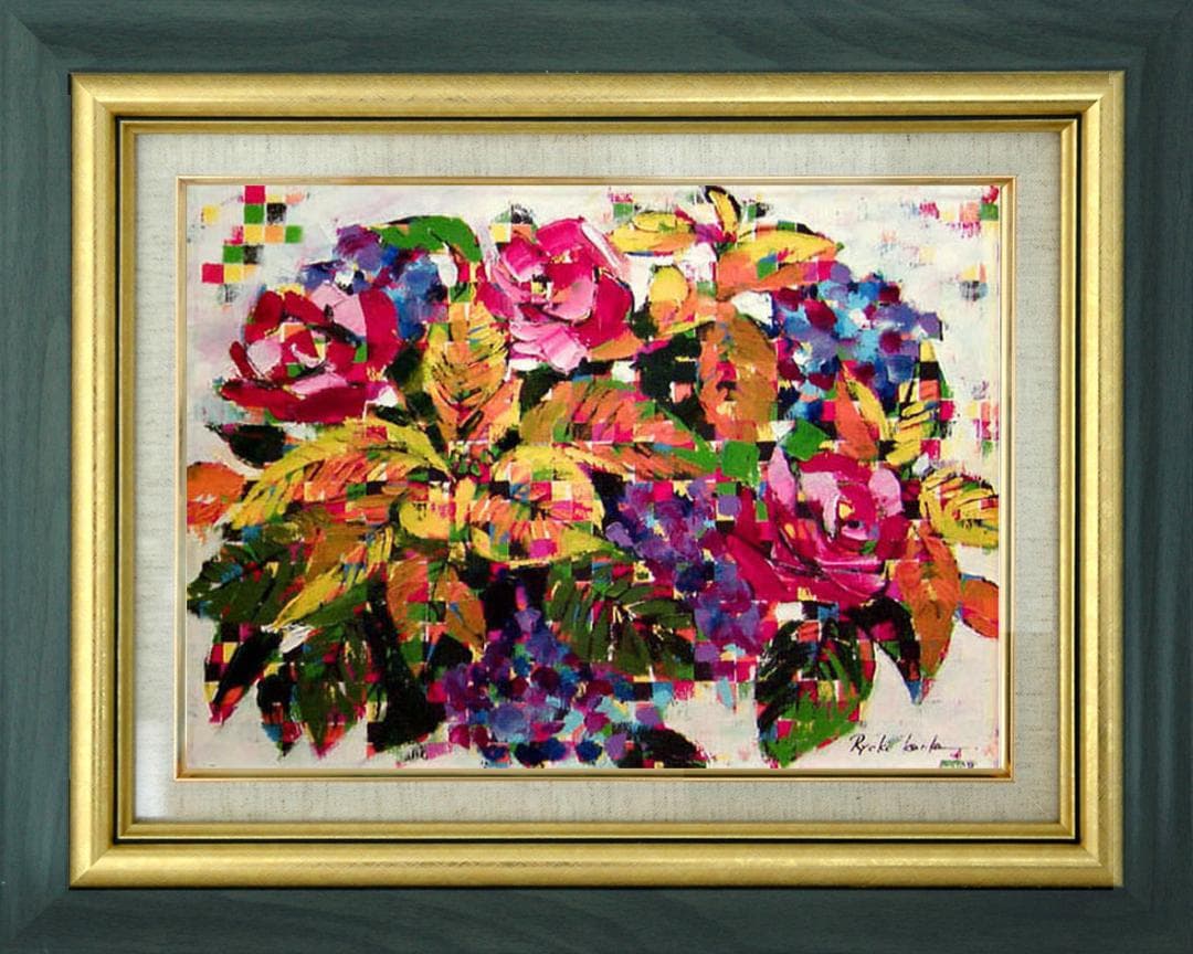 油絵 菅家令子 絵 絵画 インテリア uF6-061704 花