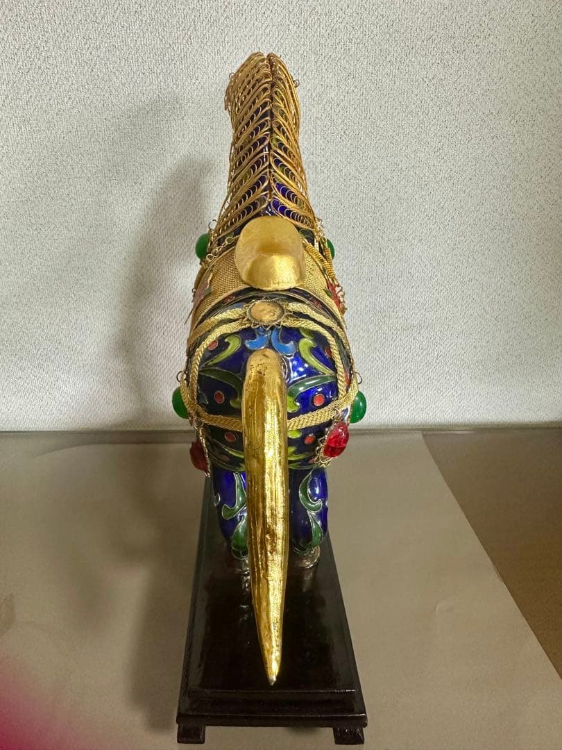 「中国の七宝焼」アンティーク装飾馬の置物 運気上昇