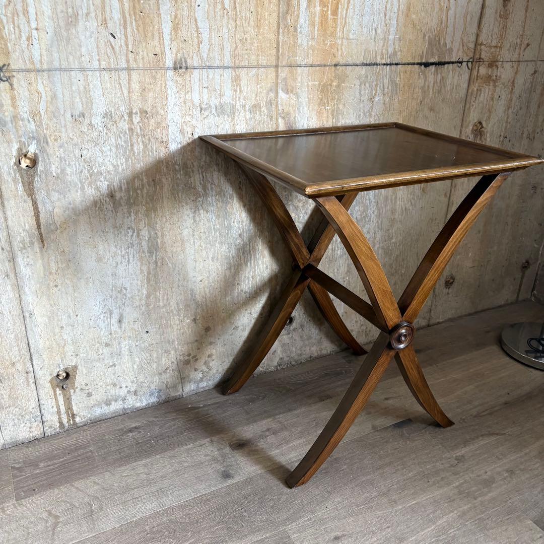 ヴィンテージ　ウッドクロスフレーム　サイドテーブル　コーヒーテーブル