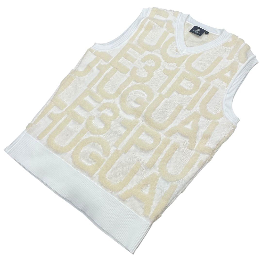 美品1PIU1UGUALE3GOLF ニットベスト ホワイト サイズ3（S相当）