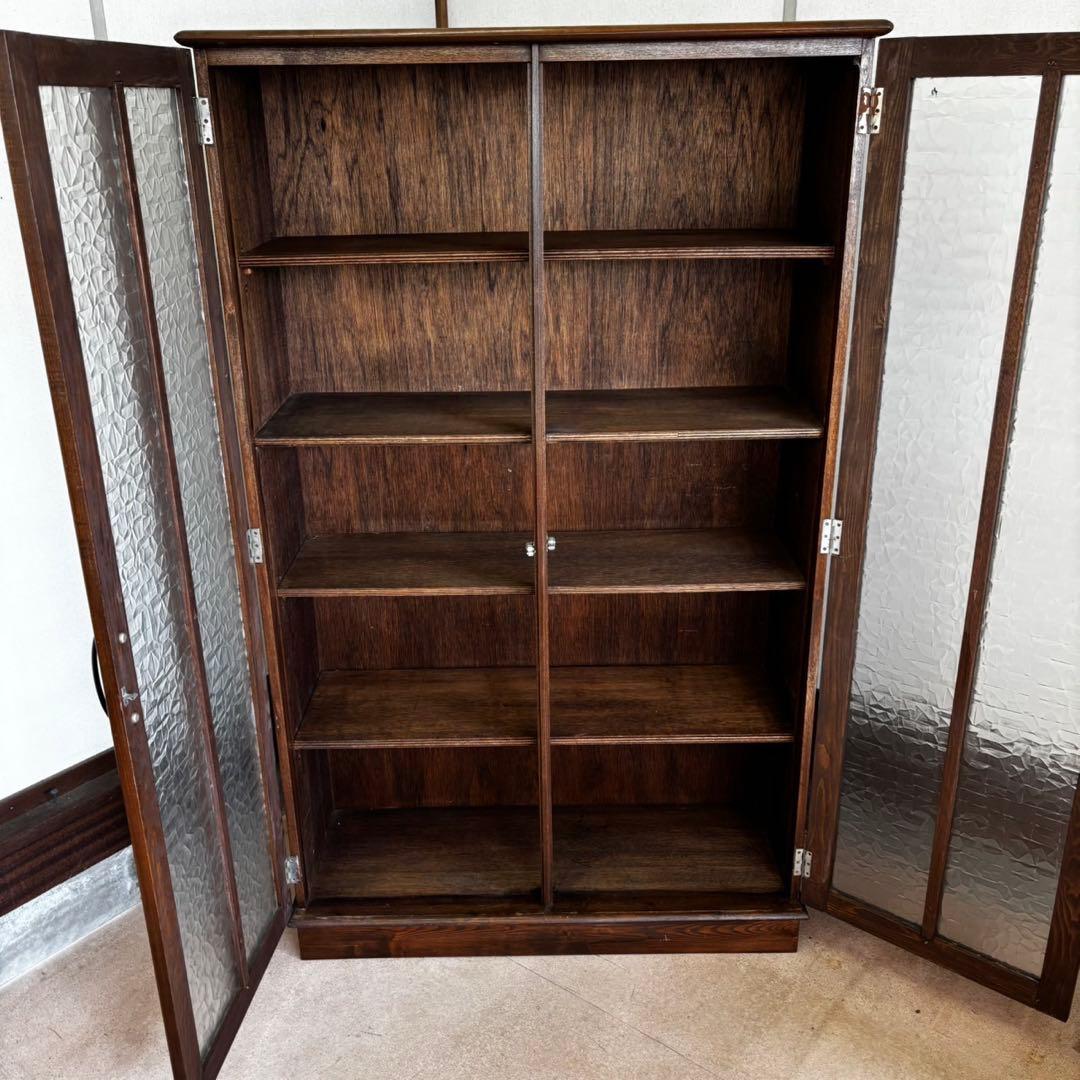 アンティーク家具 ガラス戸棚 キャビネット 本棚 ヴィンテージ家具 昭和レトロ