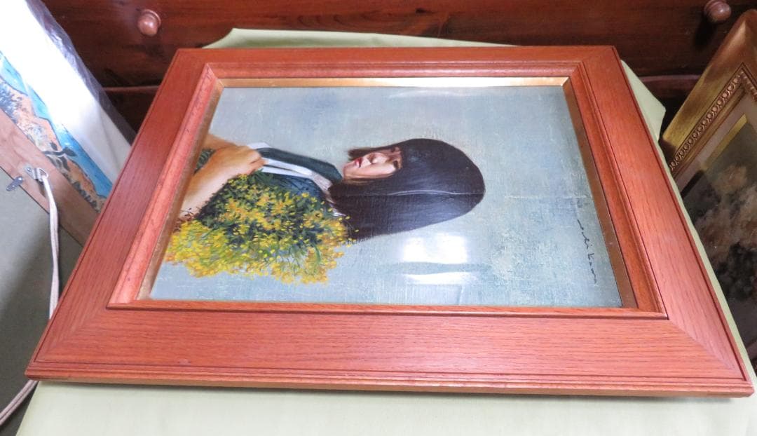 市川元晴 　「菜の花と少女」　油彩　 F6号　ル・サロン永久会員　 三軌会会員