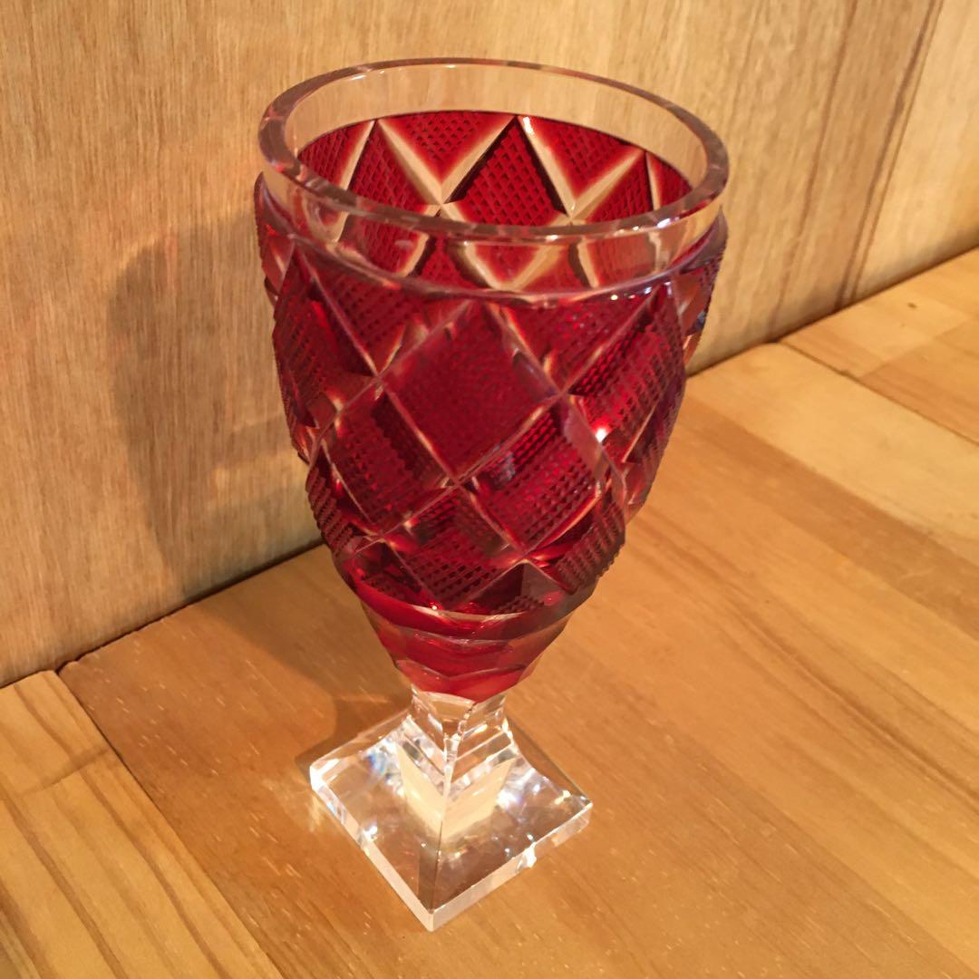 島津　薩摩切子　島津切子　脚付杯　SHIMAZU