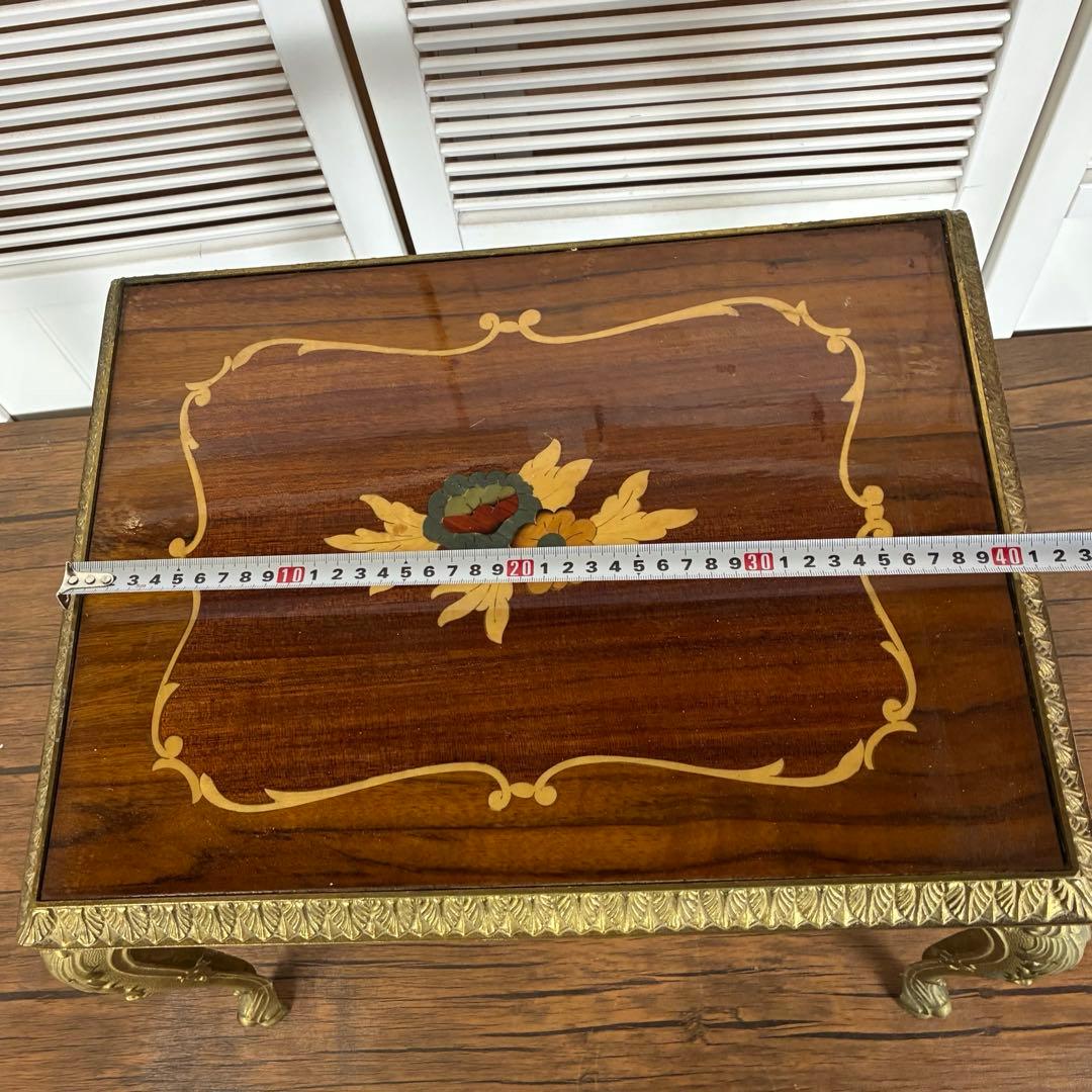 【送料込】アンティーク家具　猫足　ヴィンテージ　サイドテーブル　英国風　象嵌