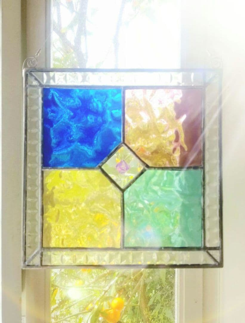 ステンドグラス　アンティーク調パネル(スタンド付)