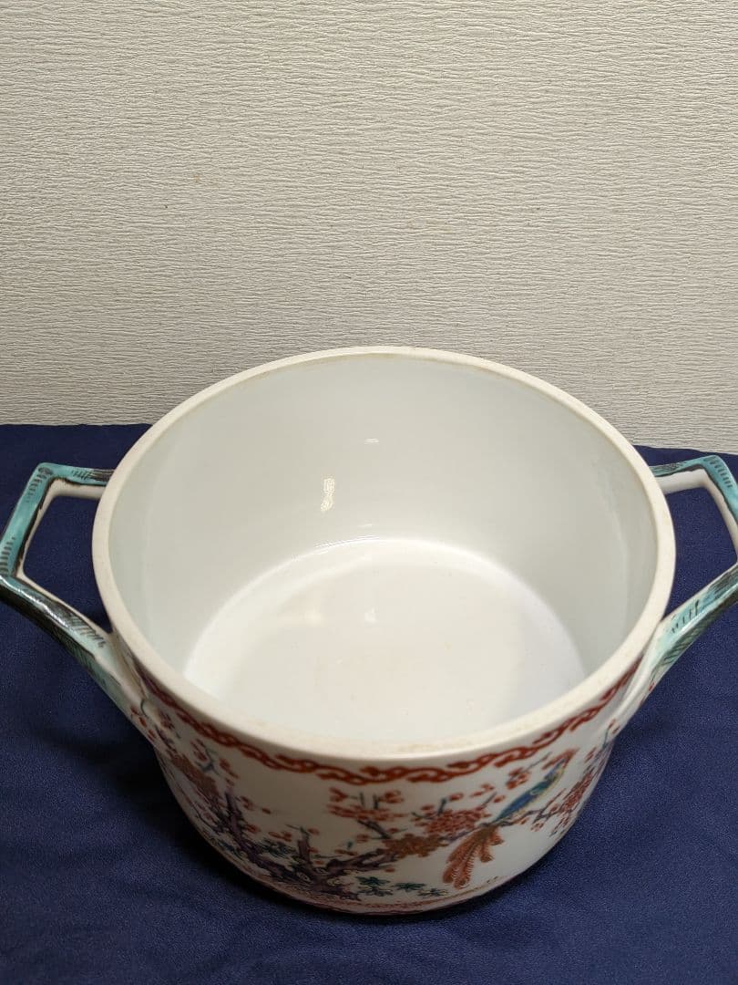 19世紀　フランス　シャンティイ窯　色絵松竹梅鳥紋　柿右衛門写　スープチュリーン