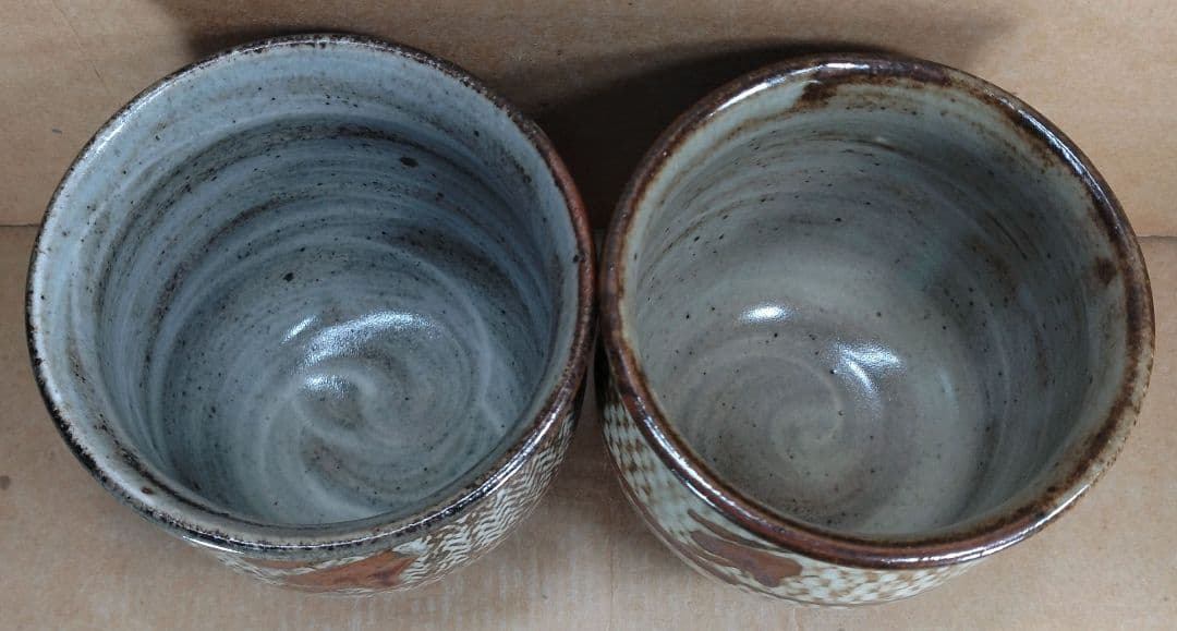 【本物保証】島岡達三 象嵌湯呑 共箱★2セット 栞 人間国宝 未使用品 益子焼