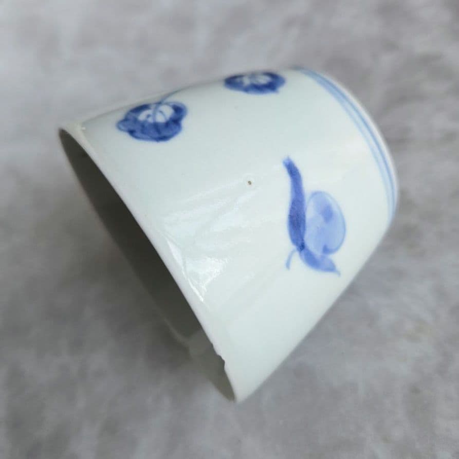 古伊万里　染付　猪口　向付　酸漿　アンティーク　骨董　覗き　江戸時代