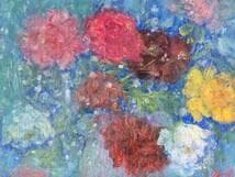 【真作】絵画　油彩0号　華やぎのブーケ　印象派風　花の静物画　X168