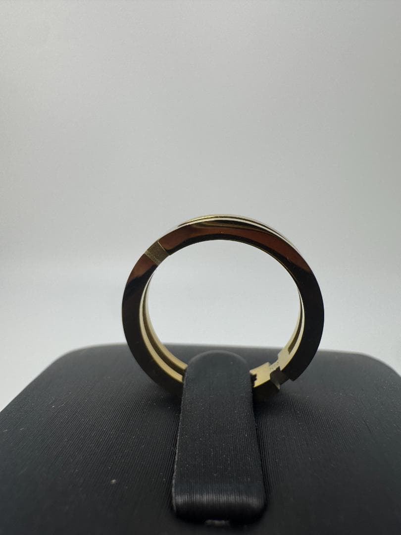 《日本製18金》K18ゴールドオープンリング モダンデザイン2.34g 9号