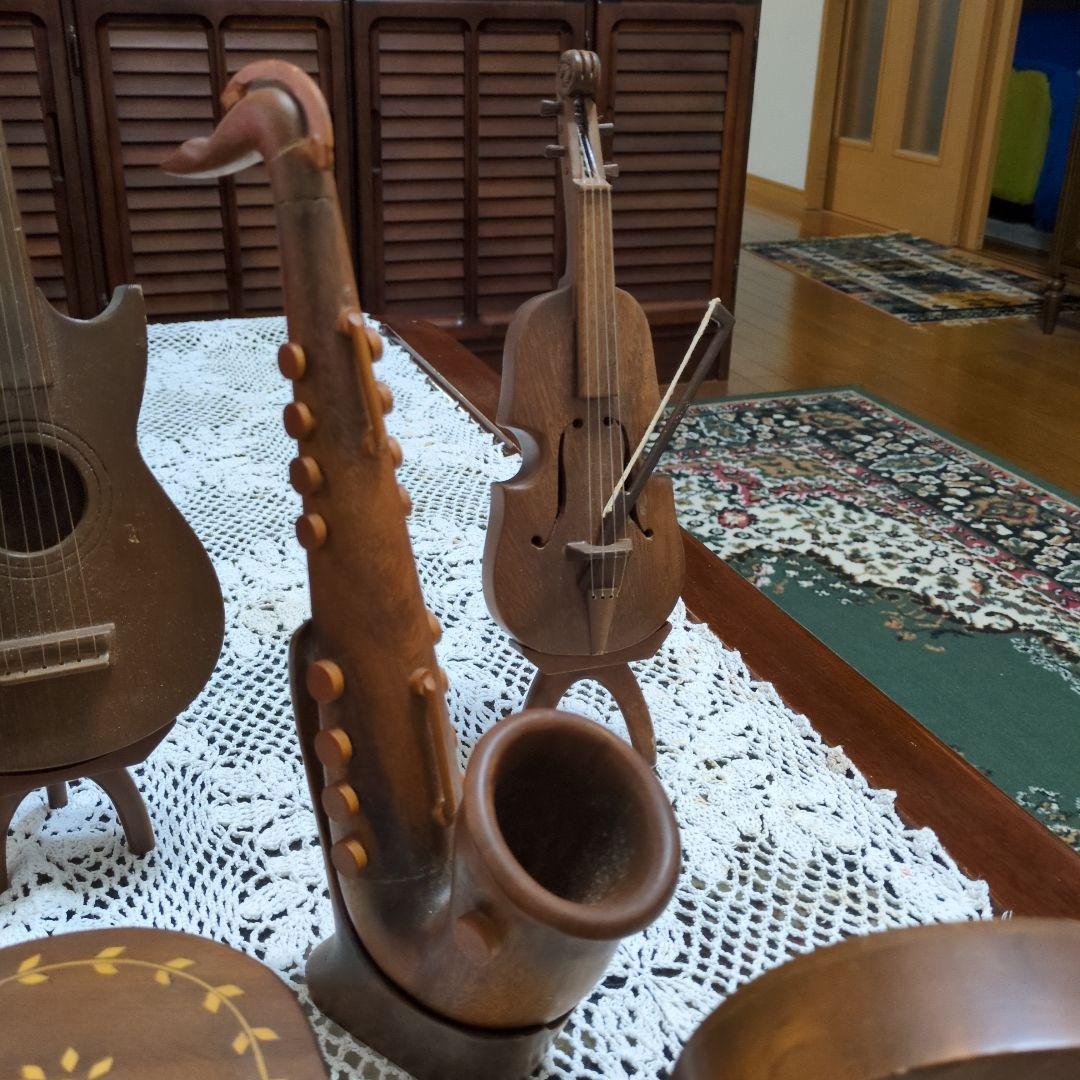 更に値下げ　木製ミニチュア楽器セット　オルゴール