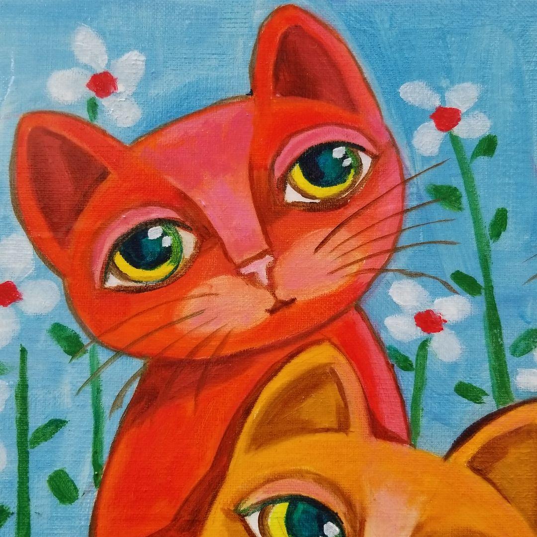 油絵　専用　一緒に眠くなる猫のきょうだい