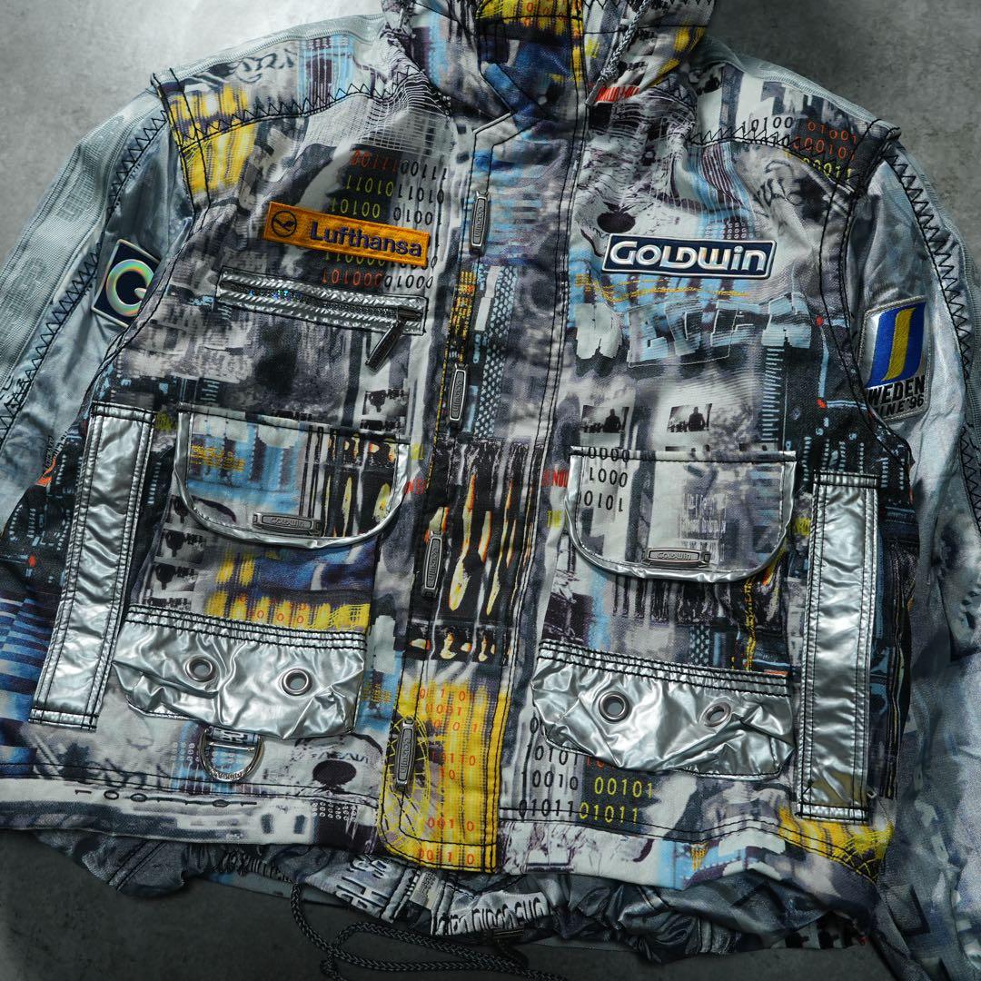 90s GOLDWIN archive 中綿ナイロンジャケット 短丈 シルバー