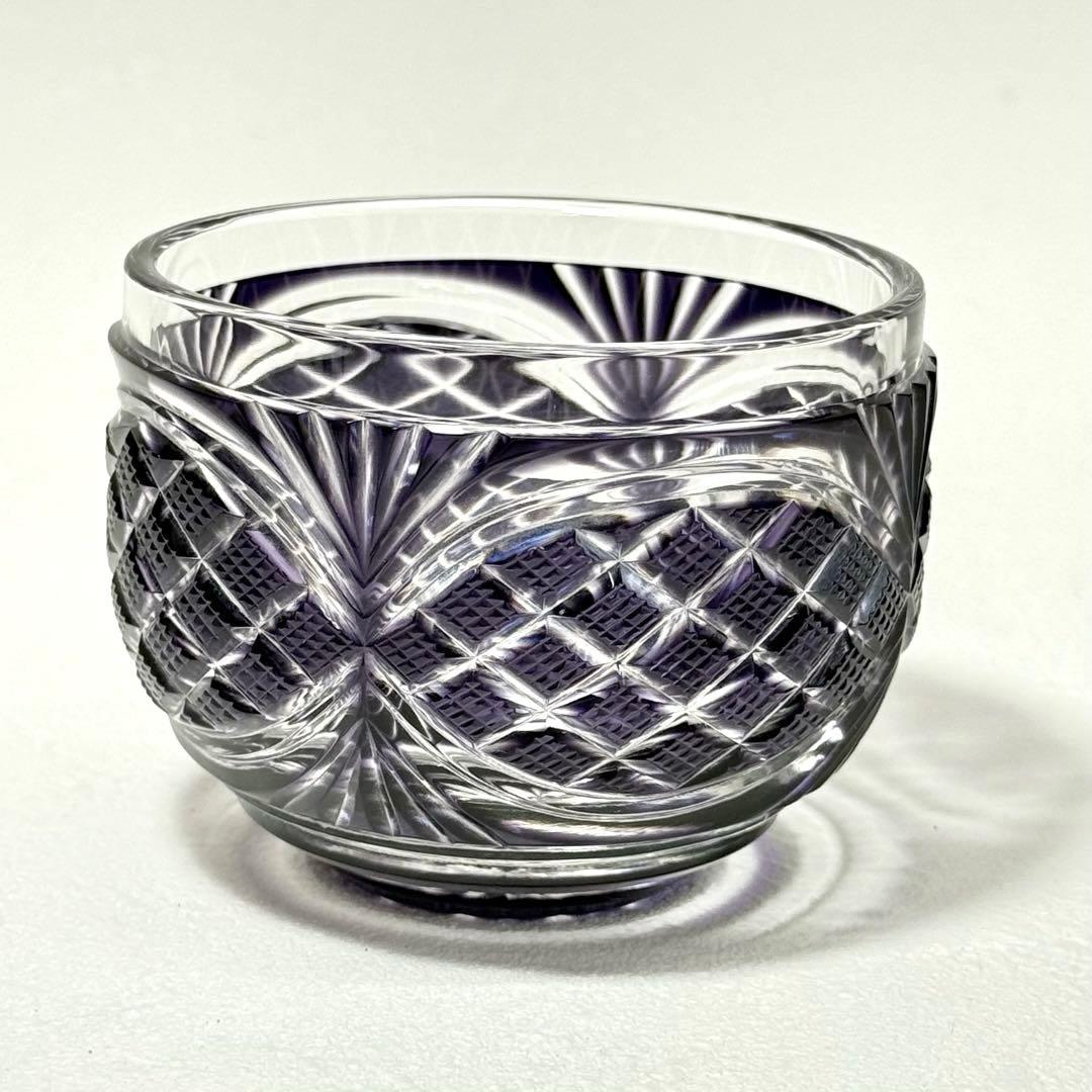 薩摩切子 辻俊幸 小付鉢 レモンカット 紫 ツジガラス工芸　②