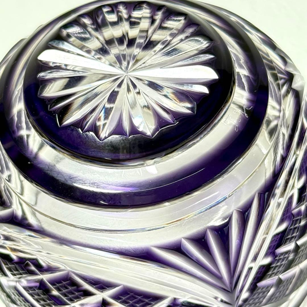 薩摩切子 辻俊幸 小付鉢 レモンカット 紫 ツジガラス工芸　②