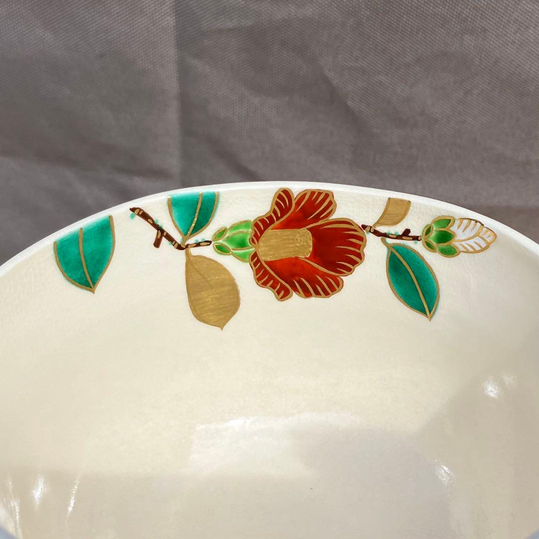 相模竜泉造 色絵椿画 抹茶碗 共箱共布