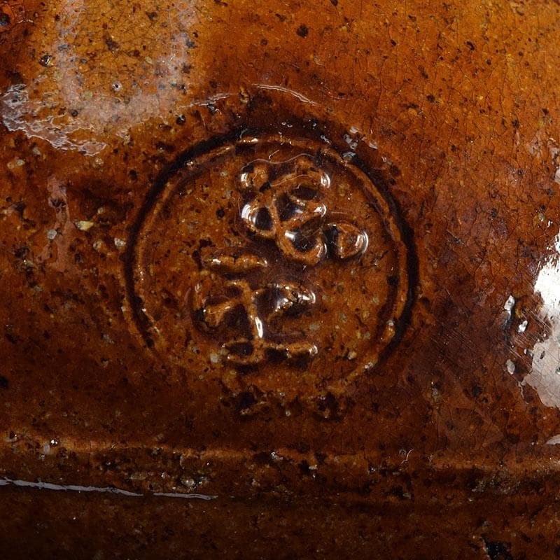 和食器　大樋焼　大樋長楽造　飴釉　柏葉　向皿　5客　共箱　M　R8141