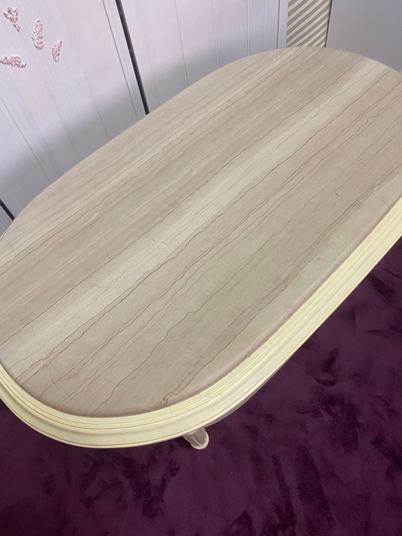 希少♦️オーバル形 大理石天板 ヴィンテージ テーブル♦️便利な２段♦️ロココフレンチ