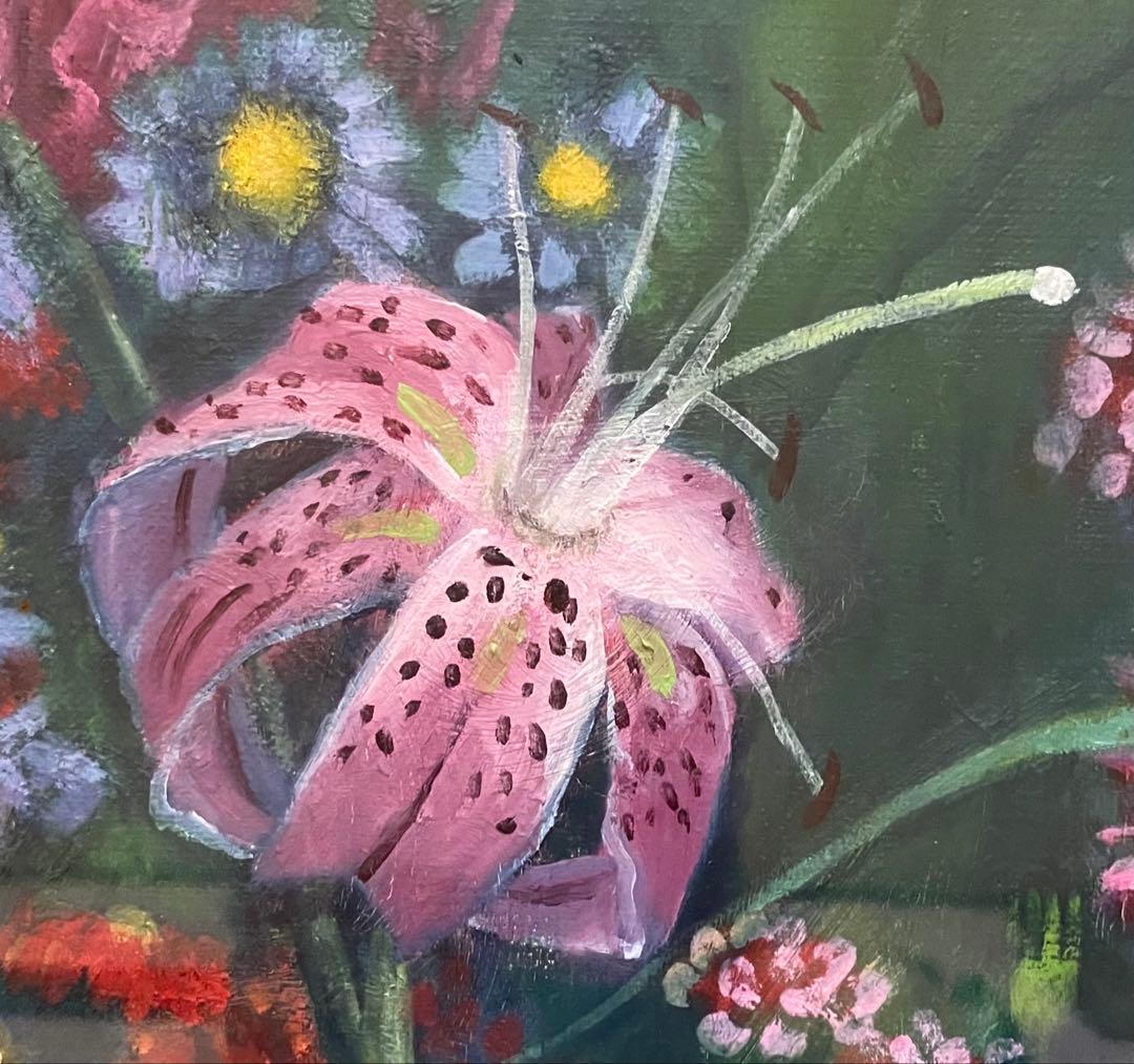 lili　青木誠一　油彩　ひまわり　朝顔　10号　1994年　8月　e31