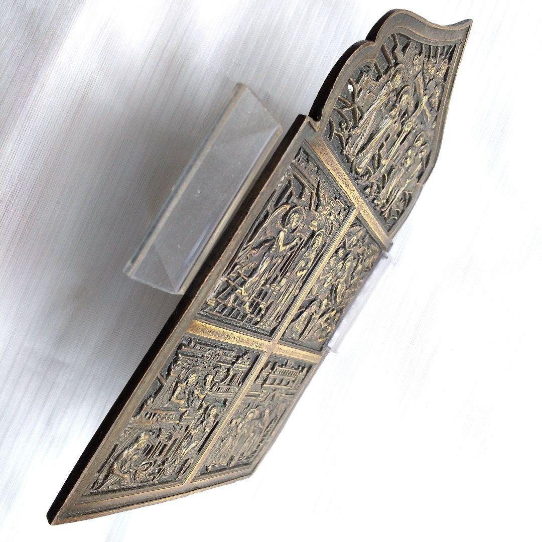 ロシア正教 金属板イコン キリストの生涯図 19世紀宗教的アート 金属工芸