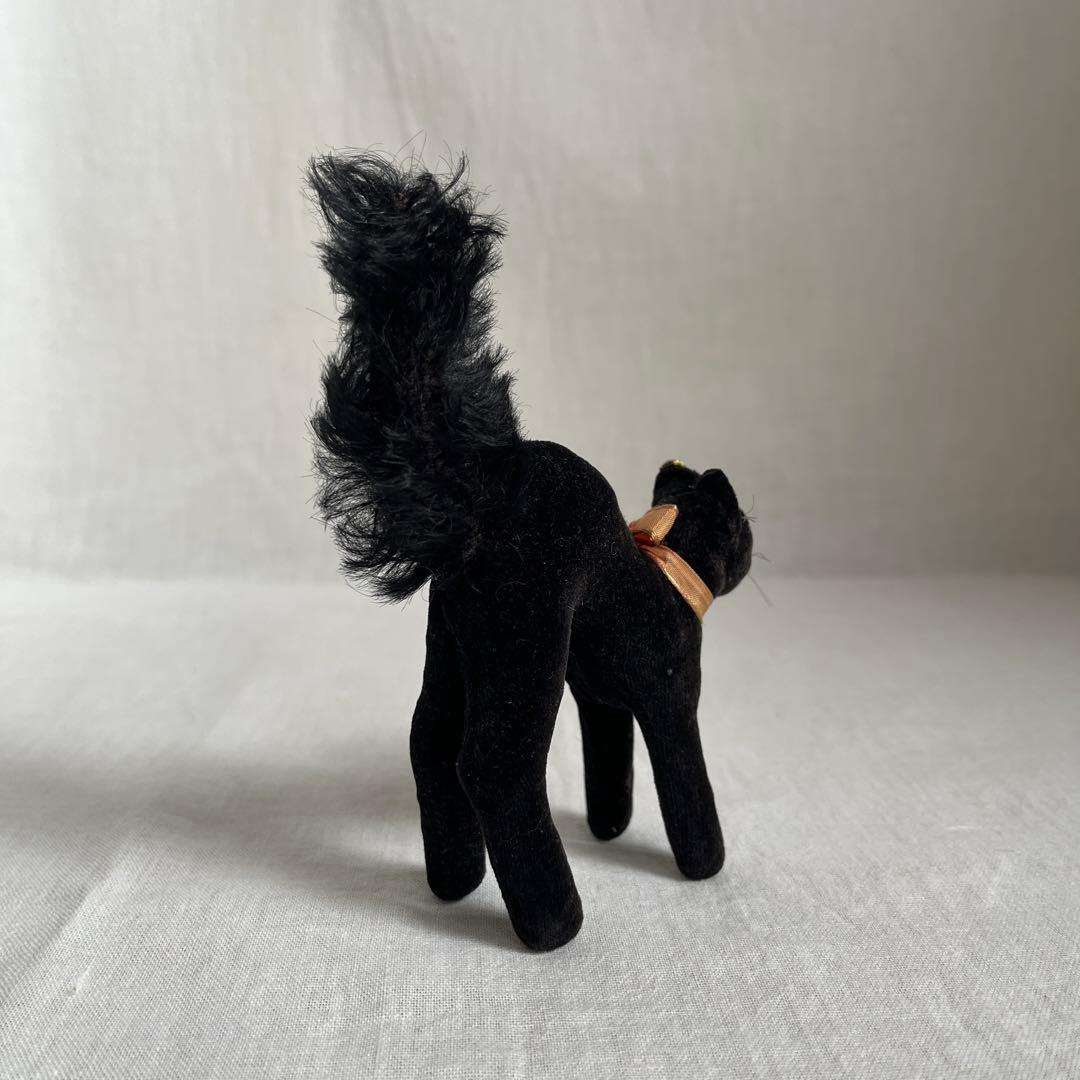 【最小】アンティーク　シュタイフ　トムキャット　黒ねこ