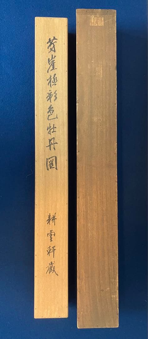 狩野芳崖【蝶・牡丹】紙本　掛軸　二重箱（河鍋暁斎・菊池容斎／狩野派）