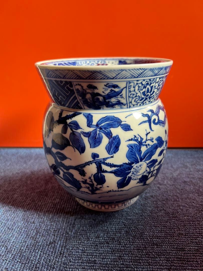 1233 平安徳永　青花染付　水指