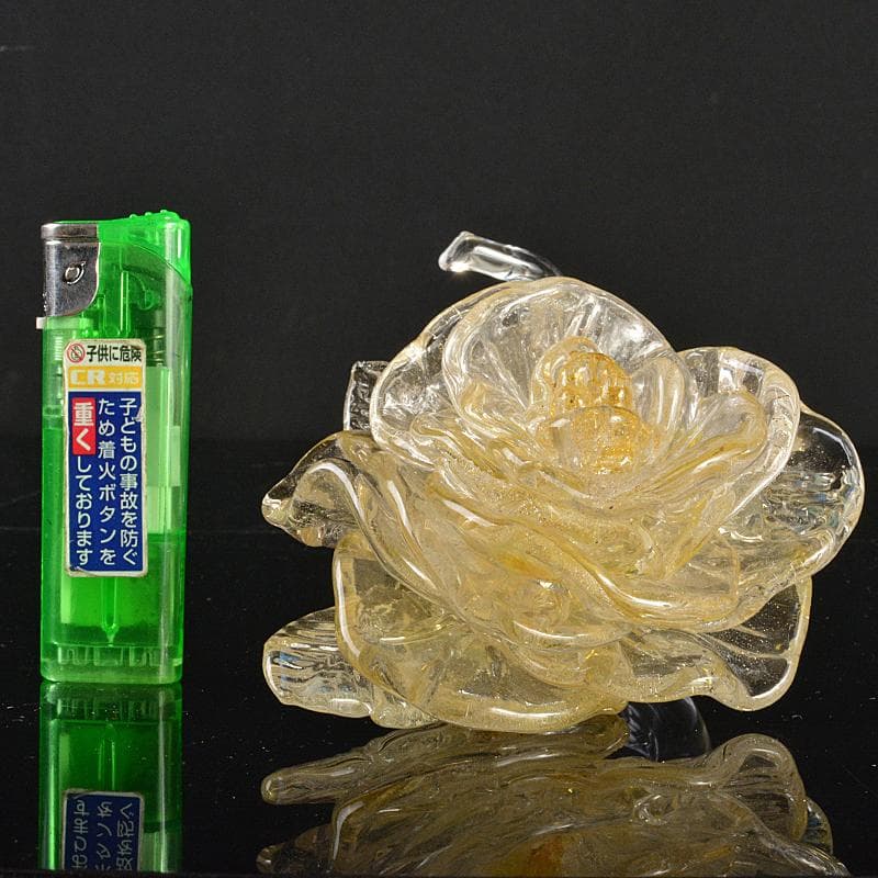 工芸ガラス　ガラス作家　伊藤珠美作　花　置物　V　R6827