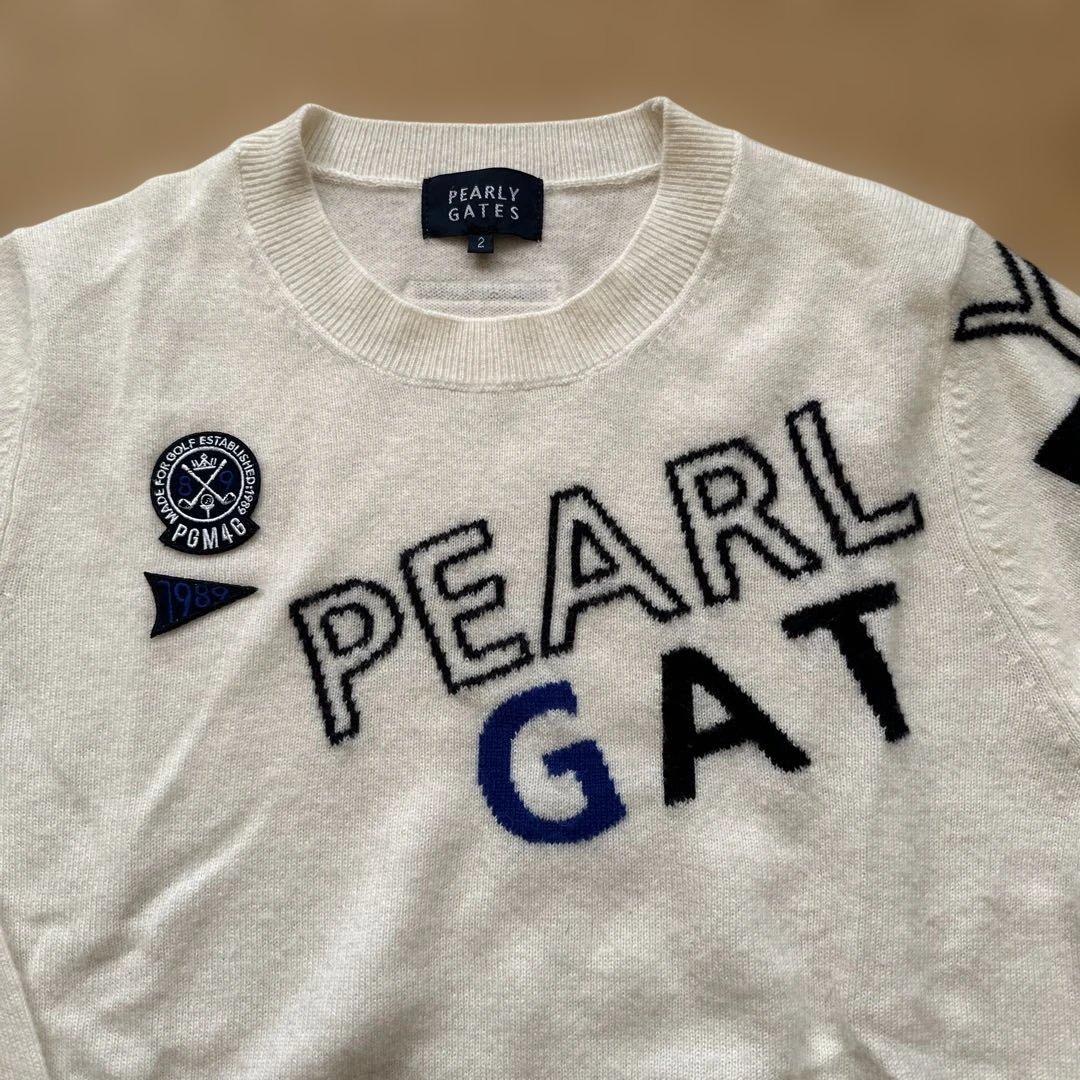 PEARLY GATES ロゴ入りカシミヤセーター　サイズ　2