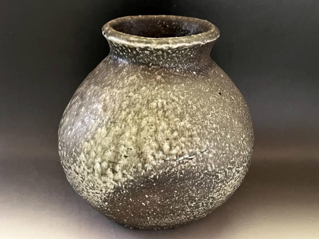 壷■古信楽灰被窯変瓶 古壺 灰釉涙艮 土物 花瓶花器 オブジェ時代物 骨董品■
