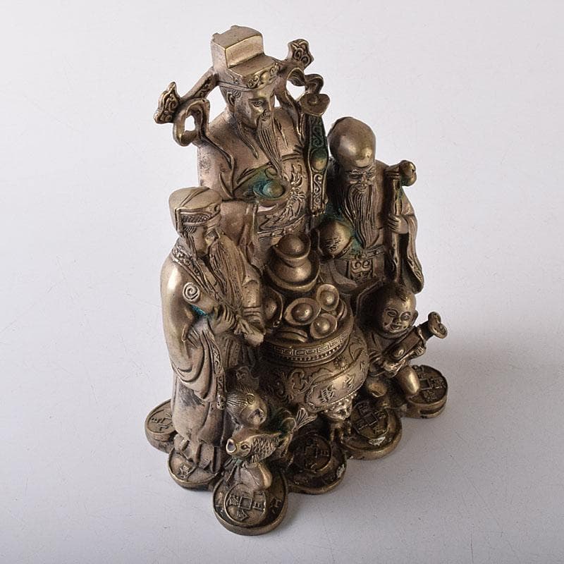 仏教美術　青銅古銅　福禄寿三星像　縁起物　置物　V　7833