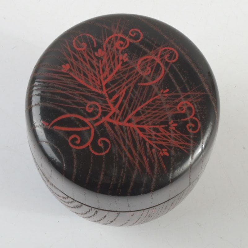 茶道具　漆塗　草渦蒔絵　棗　堀内宗完(兼中斎)極め箱　V　9499